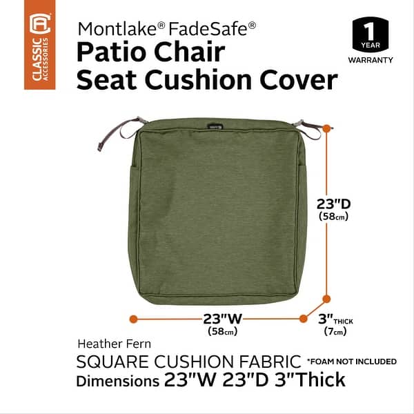 dimension image slide 6 of 22, Classic Accessories Montlake Water-resistant Seat Cushion Slip Cover