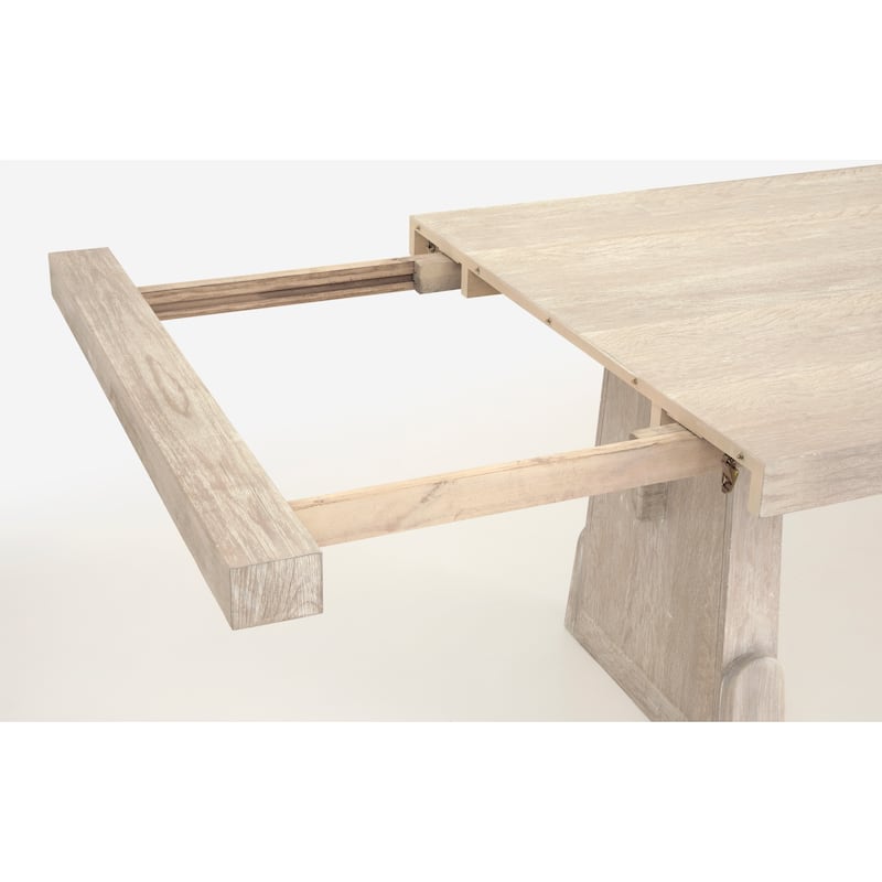 Magnussen Home Herringbone Ridge White Trestle Extendable Dining Table - 83''W x 44''D x 30''H