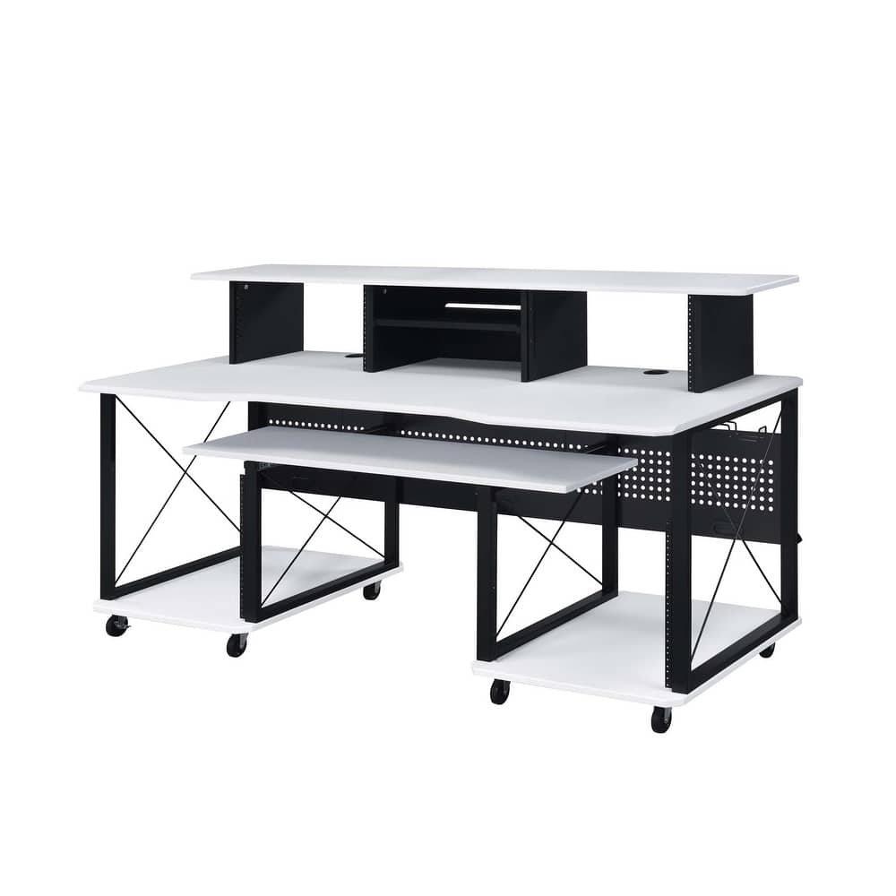 Rectangular Music Desk with 8 Wheels and 1 Keyboard Tray