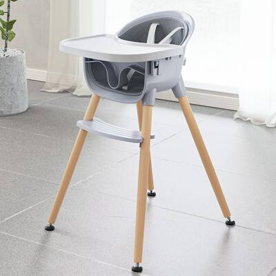 Convertible Baby High Chair with Wood Legs and Removable Dishwasher Safe Tray for Boys and Girls，Highchair
