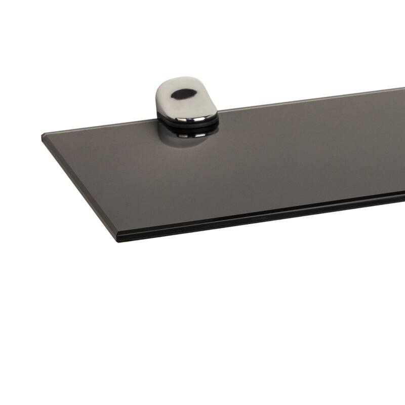 Glass Floating Shelves with Chrome Brackets (Set of 2)