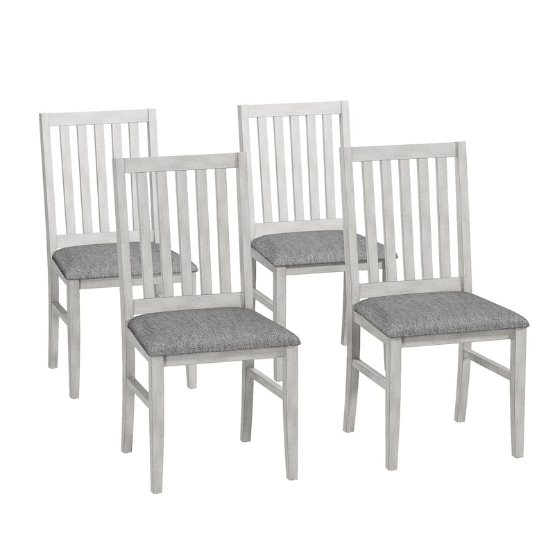 VECELO 100% Solid Oak Wood Dining Chairs, Dining Chairs, Wood Dining Room Chair, Dining Side Chairs, Wooden Kitchen Chairs - Set of 4 - Grey