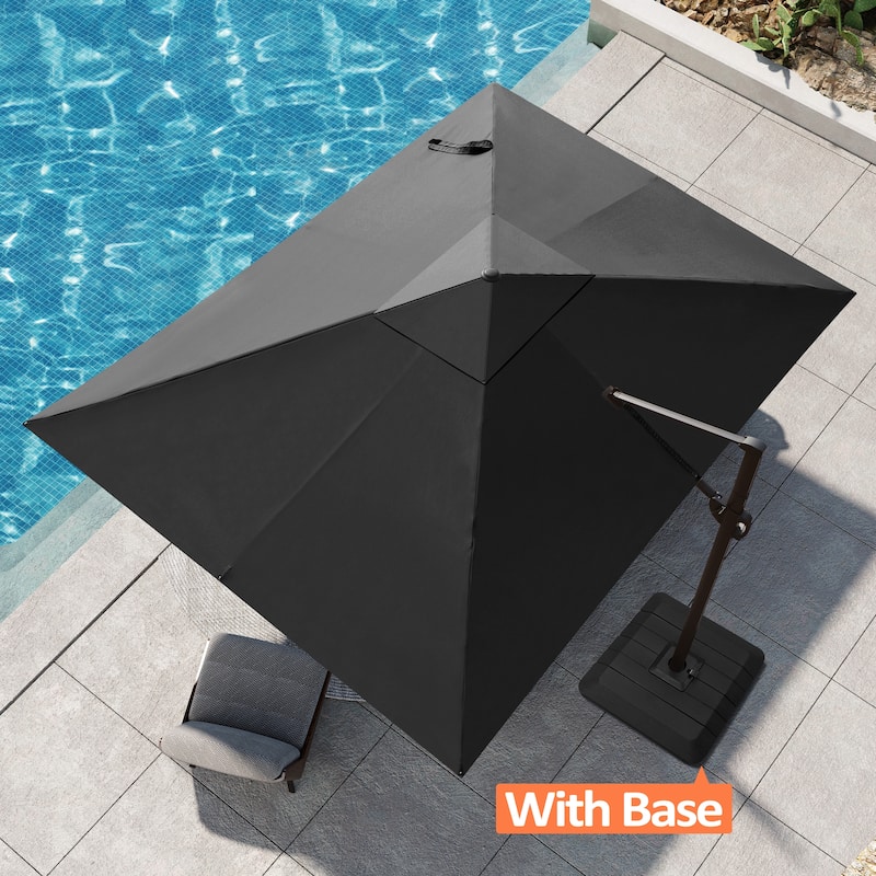Pellebant Outdoor Patio 9 FT x 11.5 FT Cantilever-Offset Umbrella with Premium Base - Black