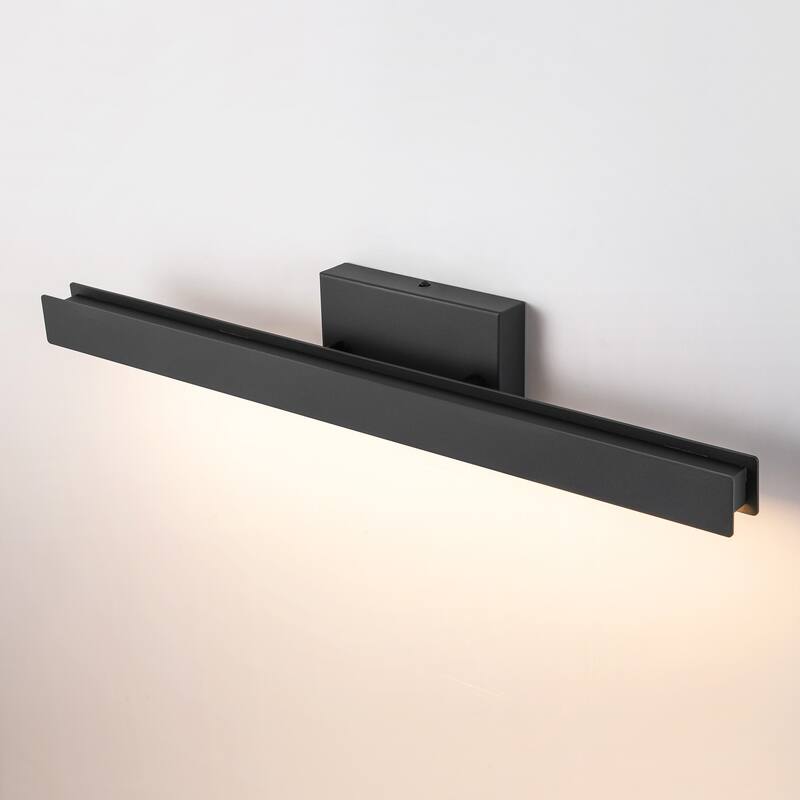 1-Light Modern Black Aluminum Linear Wall Light Strip Dimmable Integrated LED Bathroom Vanity Light
