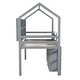 preview thumbnail 6 of 6, Grey Twin Size Pine Wood House Loft Bed with Storage Shelves, Guardrails