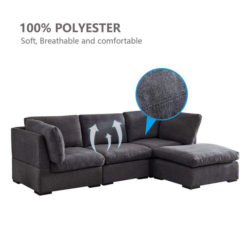 Dark Grey LShaped Modular Sectional Sofa with DownFilled Cushions and