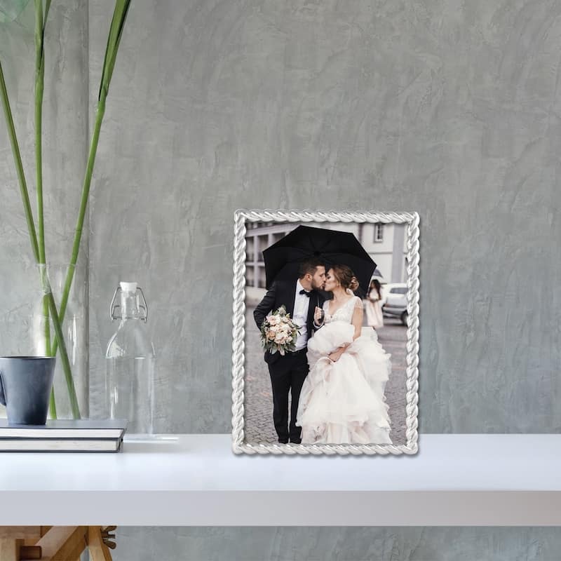 Curata Silver-Tone Rope 4x6 Metal Frame