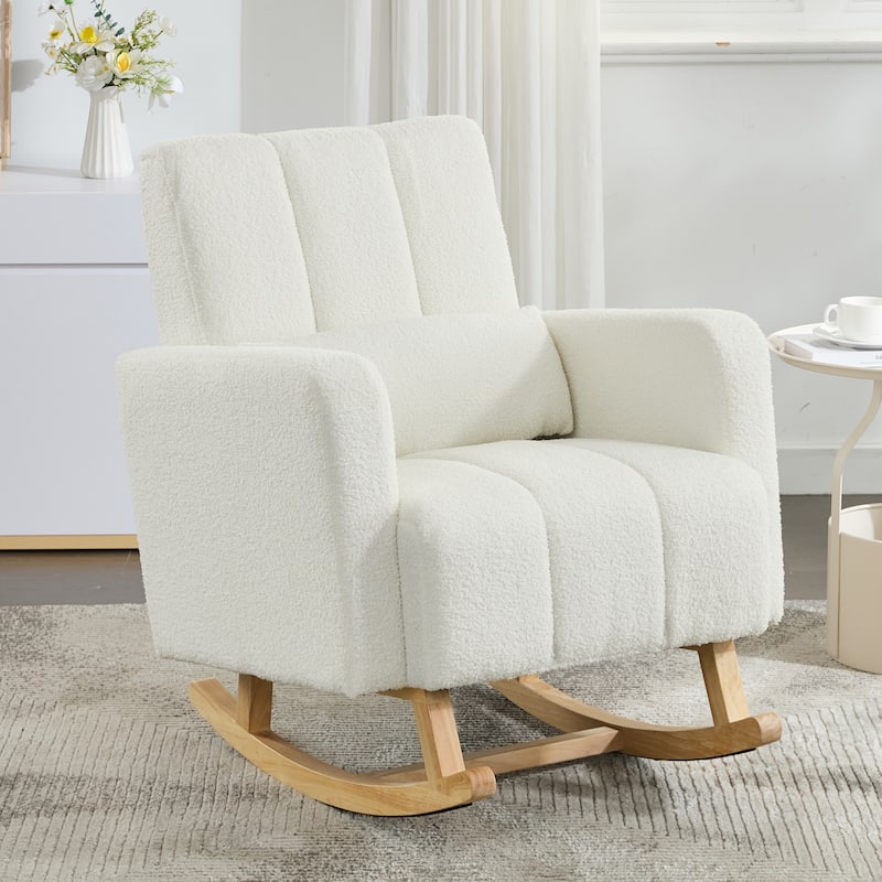 Accent Rocking Chair with Pillow, Ultimate Comfort for Your Home, Teddy Velvet