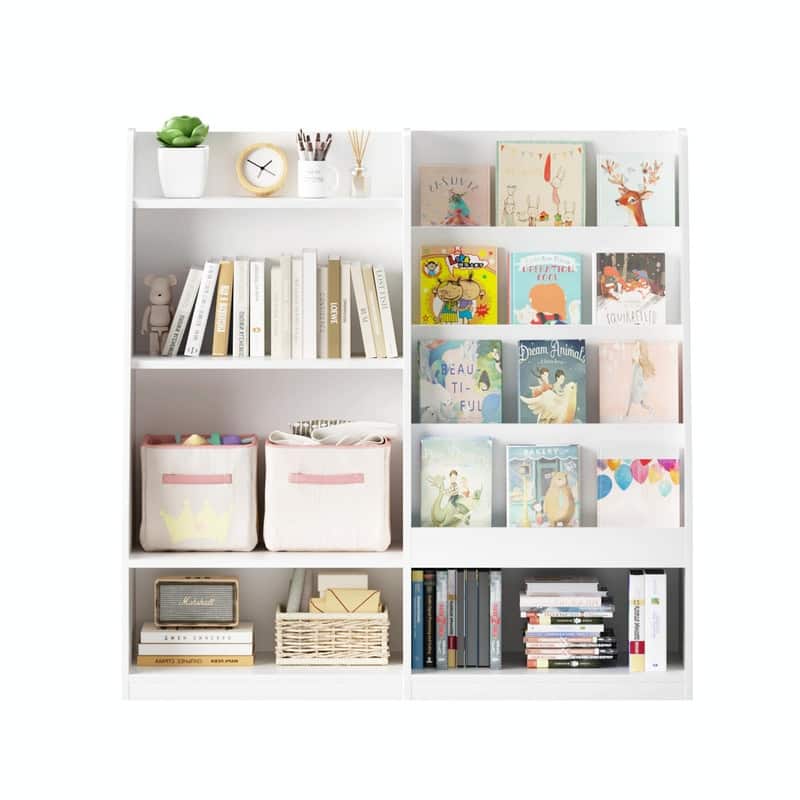 Kids Wooden Bookshelf and Toy Storage Organizer with 4-Tier Shelves