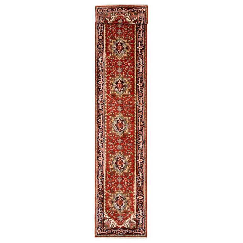 ECARPETGALLERY Hand-knotted Serapi Heritage Red Wool Rug - 2'7 x 21'11 - Red - 2'7 x 21'11