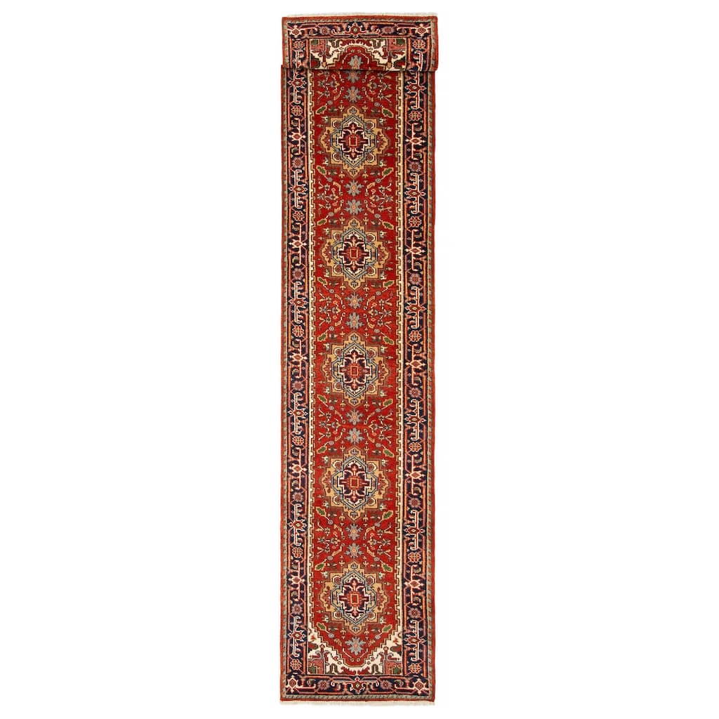 ECARPETGALLERY Hand-knotted Serapi Heritage Red Wool Rug - 2'7 x 21'11