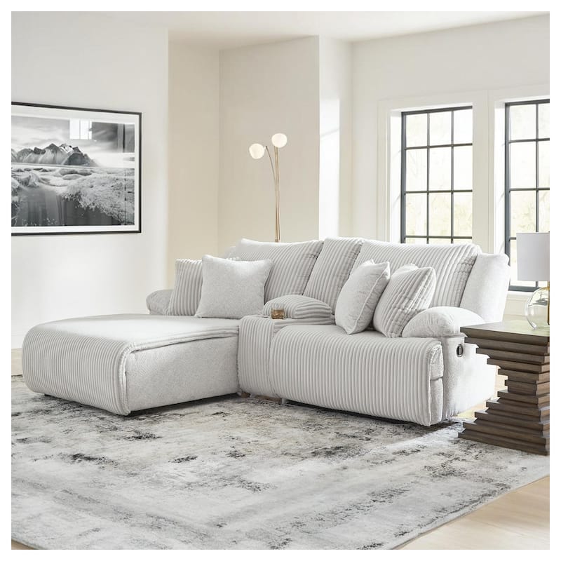 Signature Design by Ashley Top Tier 3-Piece Reclining Sectional with Chaise - 105"W x 74"D x 41"H - Grey - Left Facing