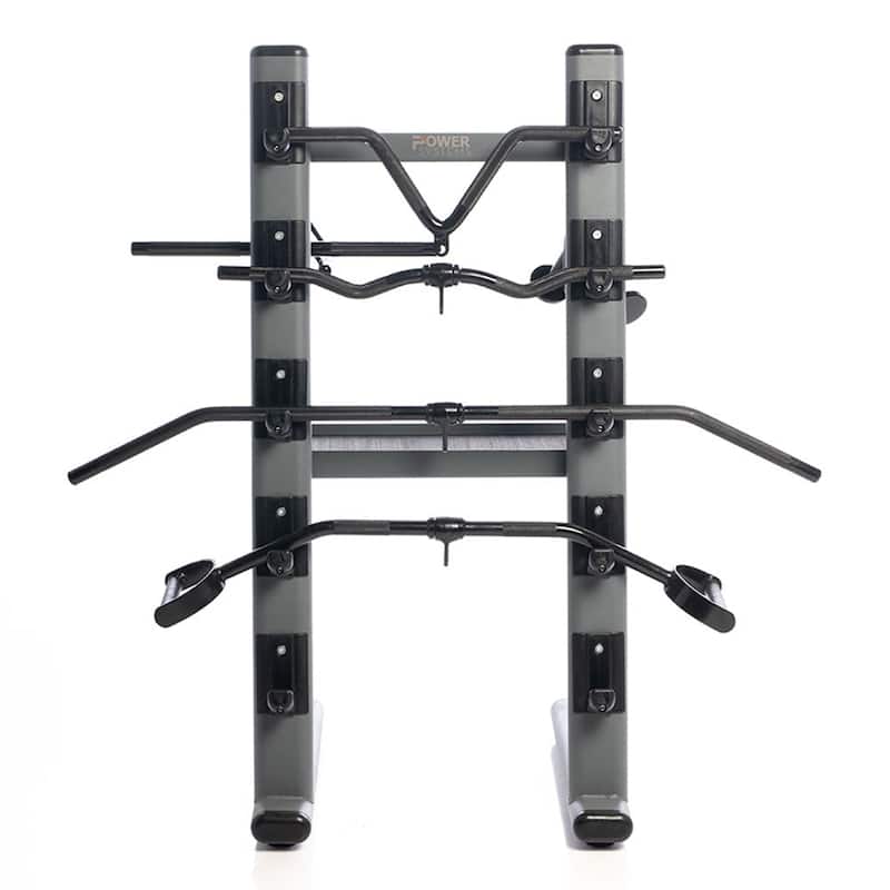 Power Systems Black Chrome Cable Attachment Rack with 9 Gym Accessories Attachments Included - Medium