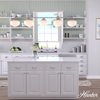 Hunter Saddle Creek Linear Chandelier, Clear Glass, Dining Room Table, Kitchen Island