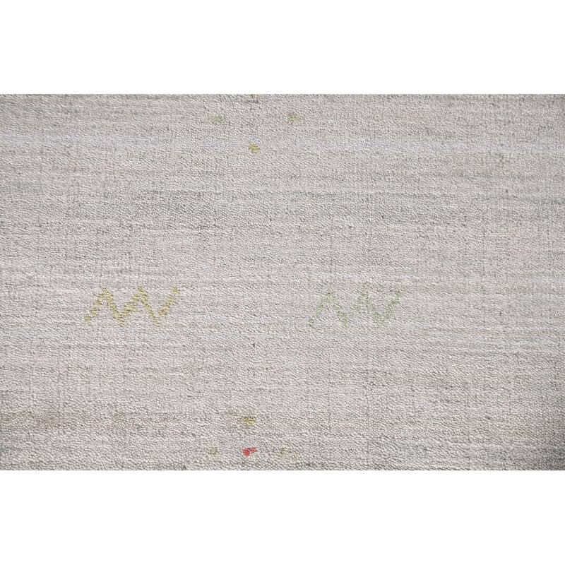 Gabbeh Indian Area Rug Handmade Tribal Beige Wool Carpet - 7'10"x 9'9"