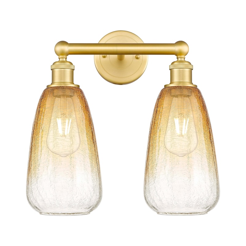 Innovations Lighting 616-2W-16-15 Brookhaven Almond Vanity Brookhaven - Satin Gold / Amber