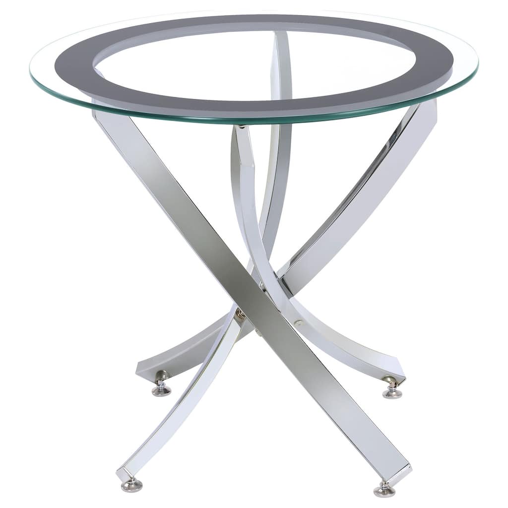 Handmade End Table with Glass Top - Chrome Accent Table, 22"H, Contemporary Decor - 22