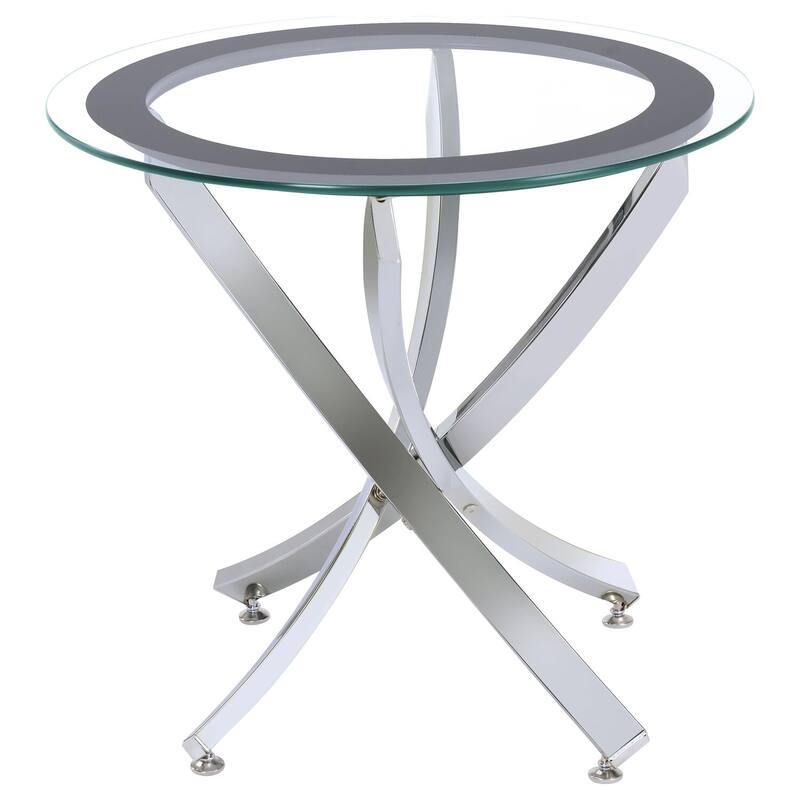 Handmade End Table with Glass Top - Chrome Accent Table, 22"H, Contemporary Decor - 22