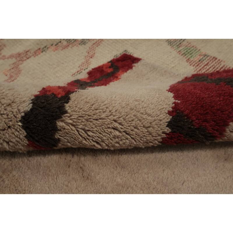 Hand Knotted Oriental 100% Wool Carpet Modern Abstract Beige & Ivories Moroccan Area Rug - 12' 4'' X 9' 2''