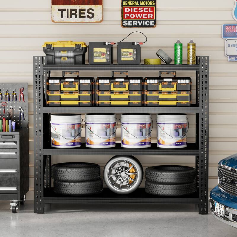 4000 lbs Heavy Duty Garage Shelving, 4-Shelf Adjustable Metal Storage Unit 4000LBS Capacity Industrial Shelving for Warehouse