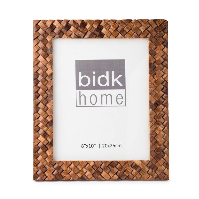 Criss Cross Wooden Rectangular Picture Frame - for 8" x 10" Photo - Brown