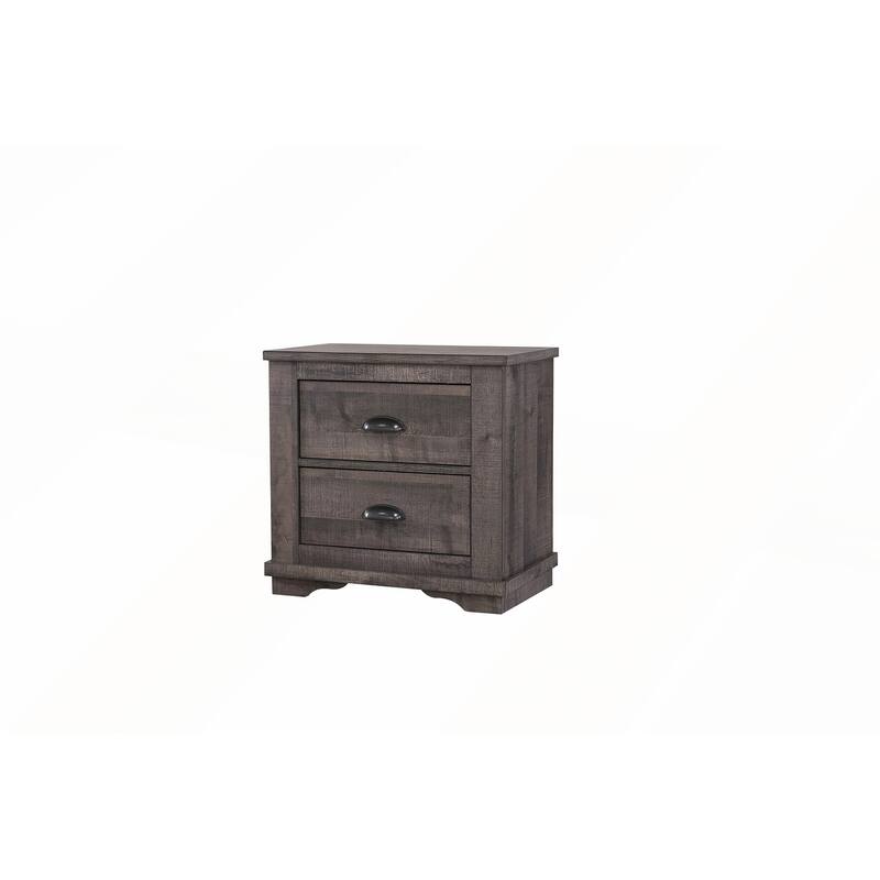 1pc Contemporary Two-Drawers Nightstand with Metal Hardware - Grey