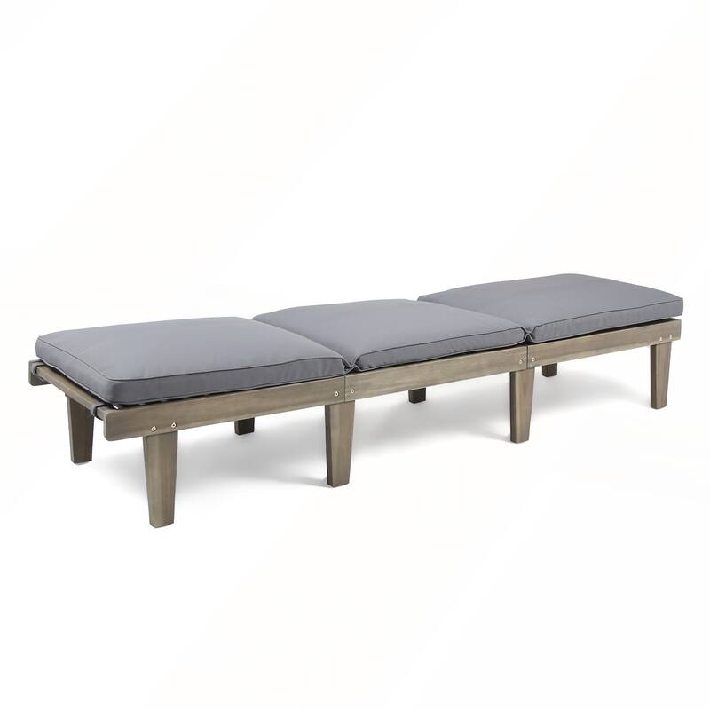 Acacia Wood Chaise Lounge with Cushion Outdoor Relaxation