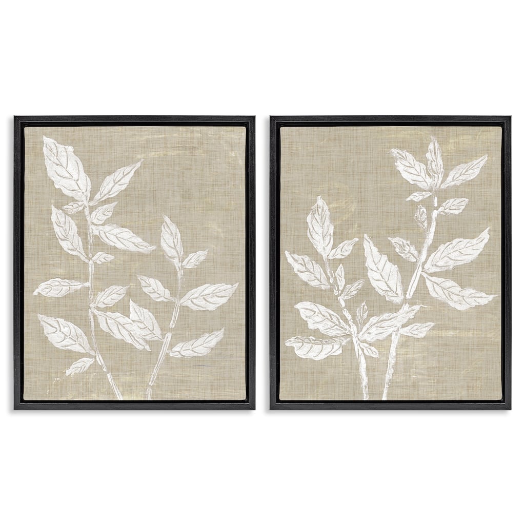 Stupell Botanicals on Textile Pattern Framed Floater Canvas Wall Art Design By Melissa Wang (Set of 2)