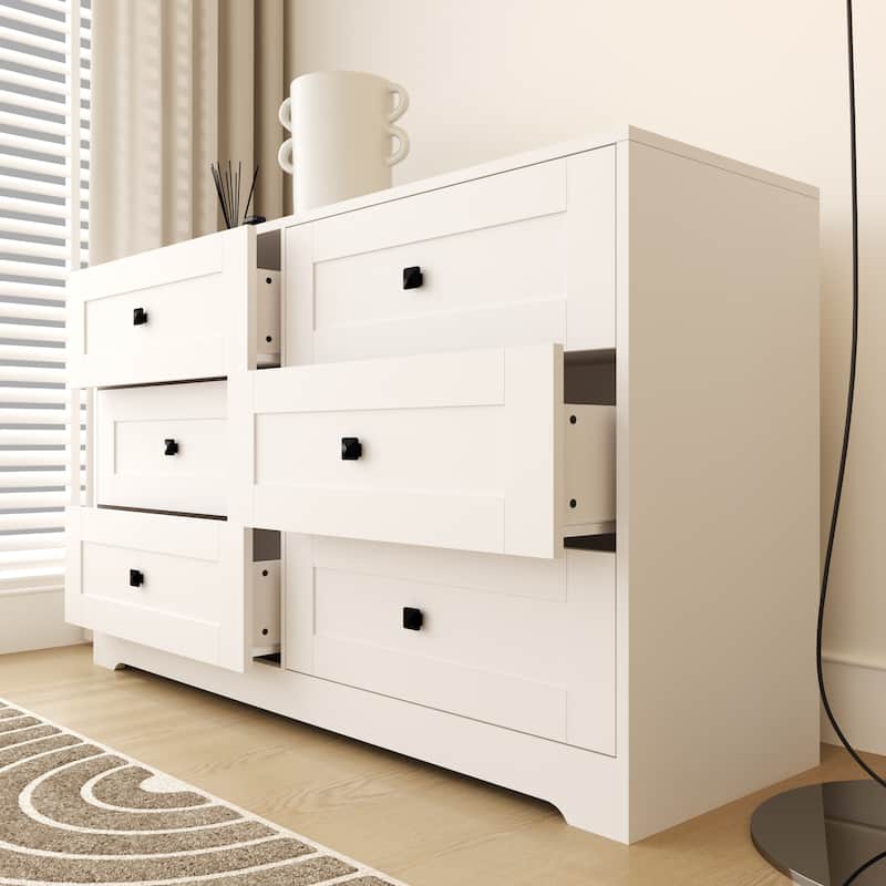 Chest Of Drawer With 6 Drawers White Color Farm Door