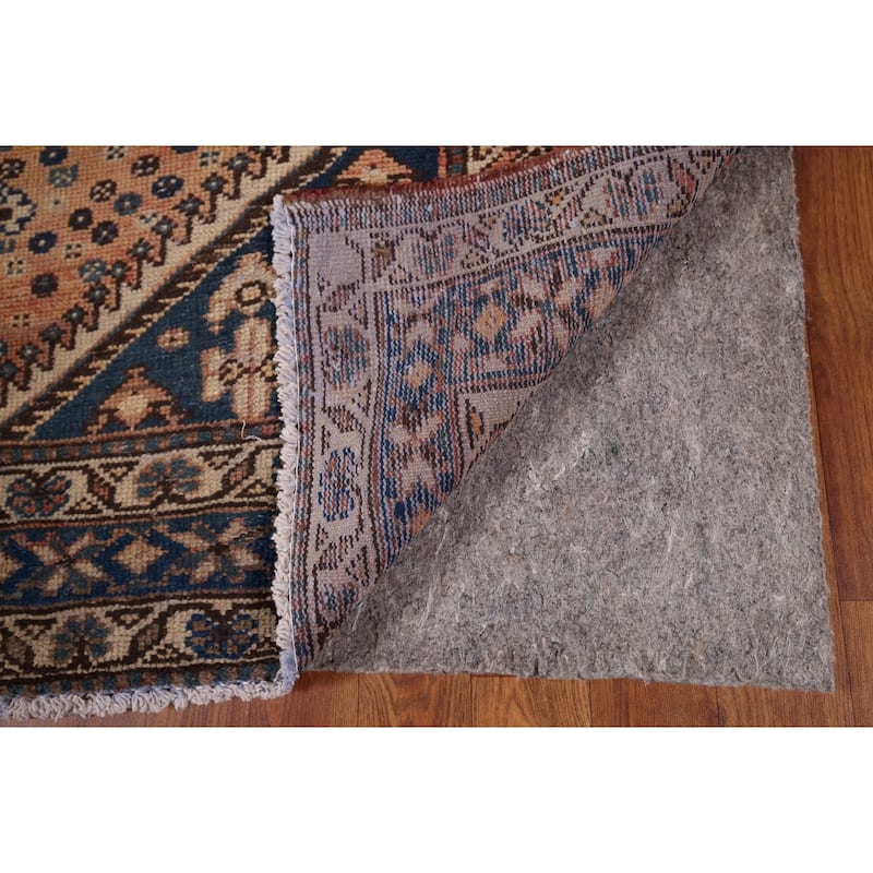 Geometric Bakhtiari Persian Vintage Rug Handmade Orange Wool Carpet - 4'11" x 10'0"