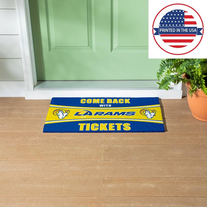 Los Angeles Rams 28 in. x 16 in. PVC "Come Back With Tickets" Trapper Door Mat