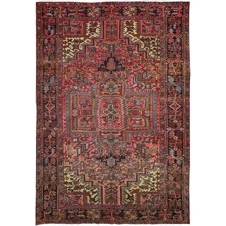 Shahbanu Rugs Gypsy Red Abrash Hand Knotted Evenly Worn Vintage Heriz ...