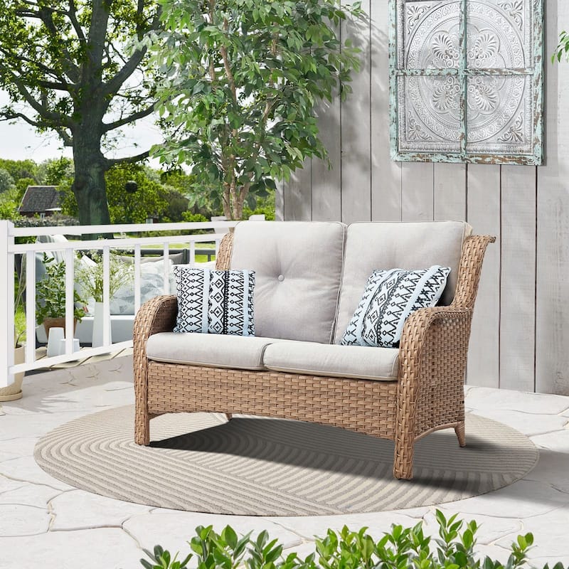 Gymojoy Stylish Patio Loveseat 2 Seat Sofa with Water-Resistant Olefin Cushions