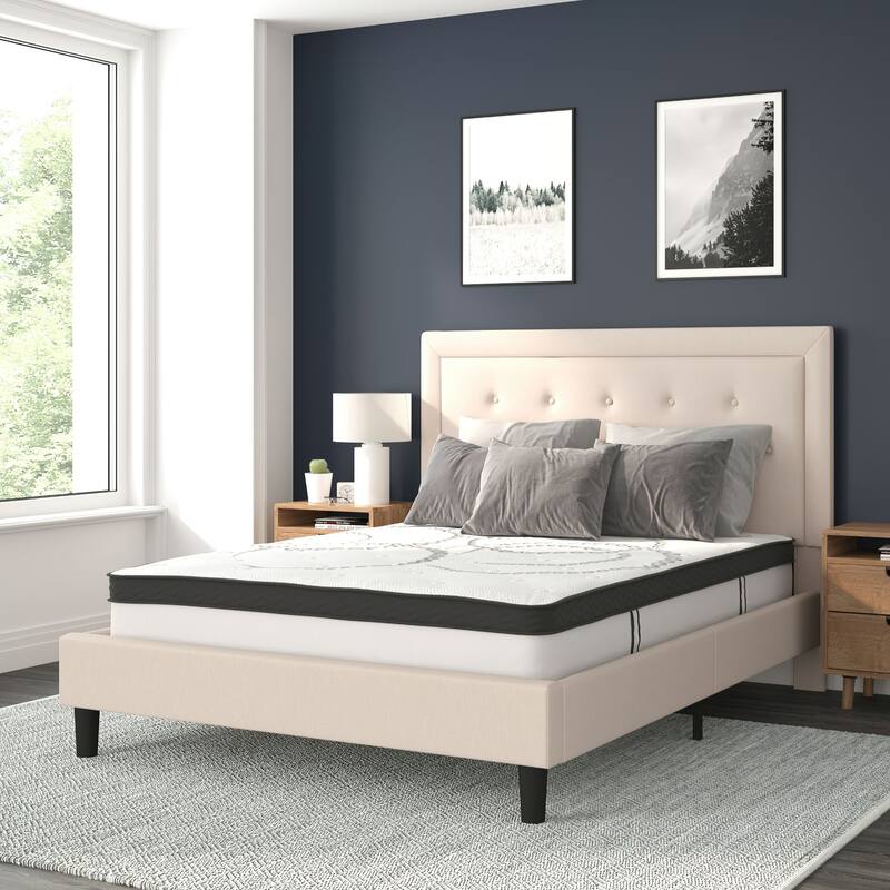 Tufted Platform Bed with 10in. Pocket Spring Mattress