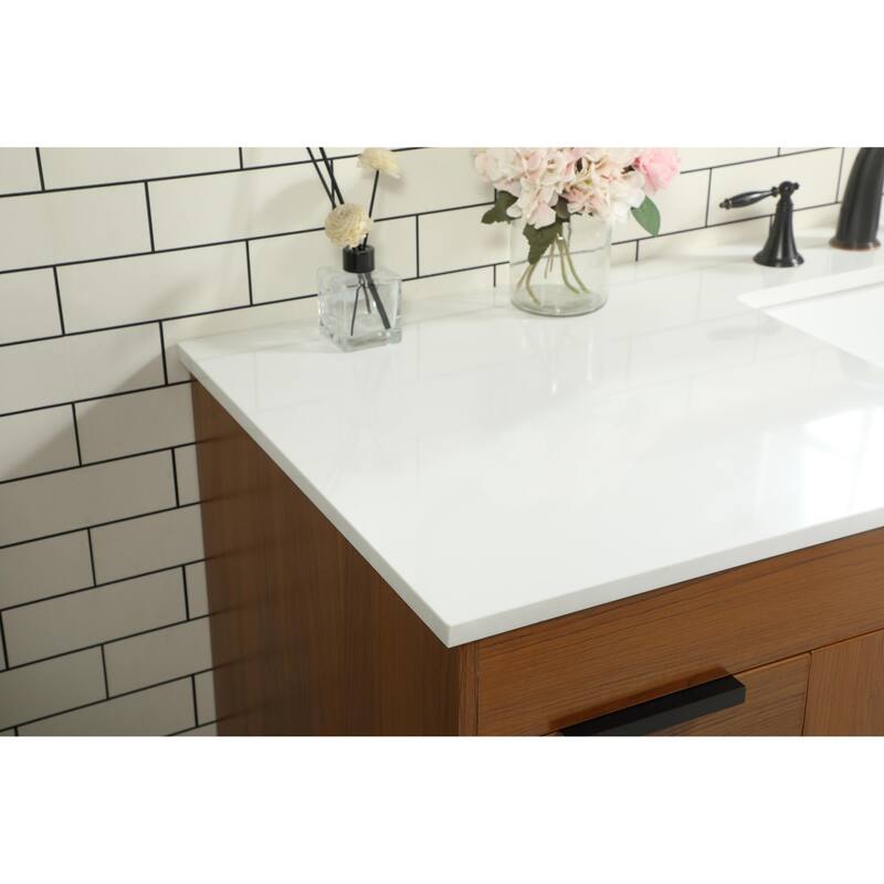 Icon 48 - 60 Inch Single Bathroom Vanity with Ivory White Engineered Marble