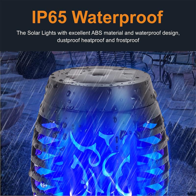 Mini Solar Torches Lights with Flickering Flame Outdoor Waterproof for Pathway