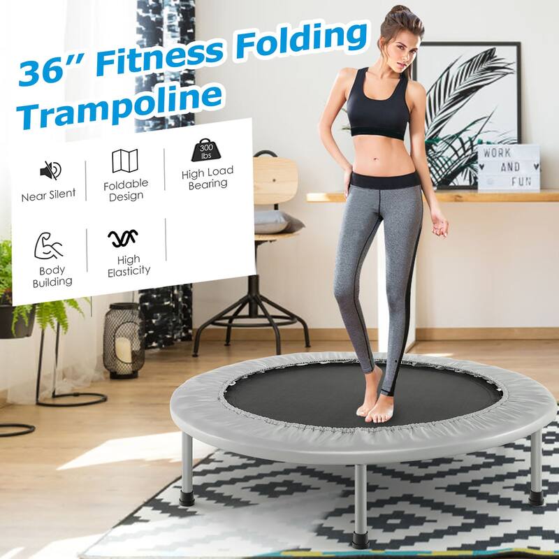 Gymax Mini Folding 36'' Trampoline Portable Recreational Fitness - See Details