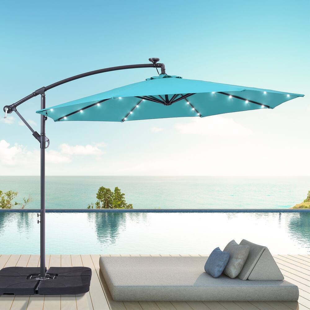BONOSUKI 10ft Patio offset Umbrella Hanging Umbrella With LED Lights
