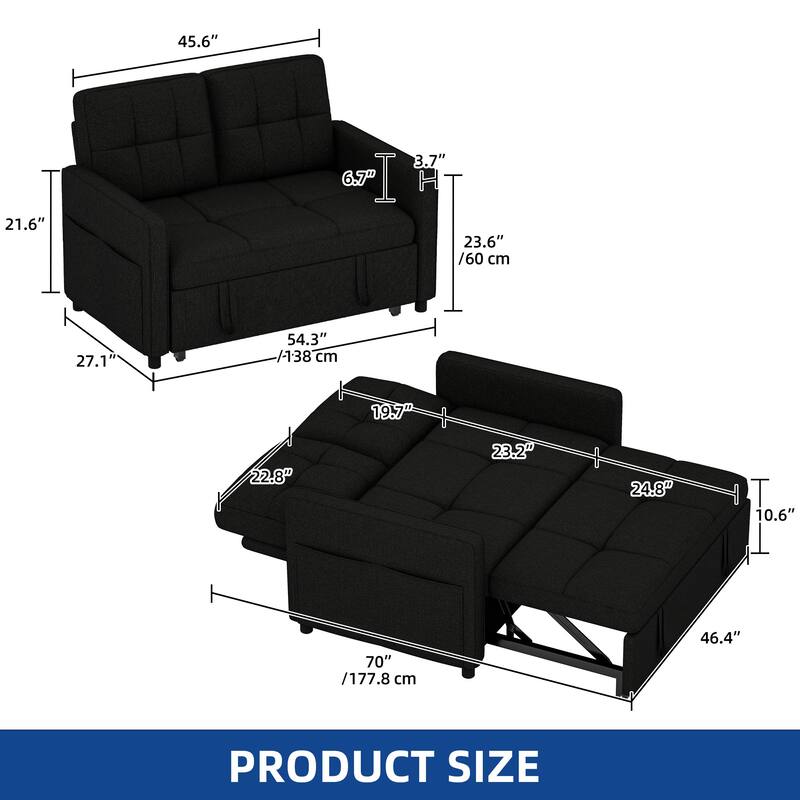 Moasis 3 IN 1 Sleeper Sofa Bed, Pull Out Chair Sofa