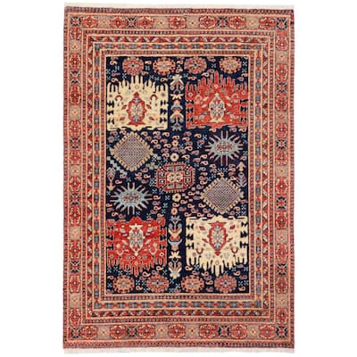 Rustic Heriz Ziegler Ariella Blue Rust Hand-Knotted Rug - 4'11'' x 6'6''