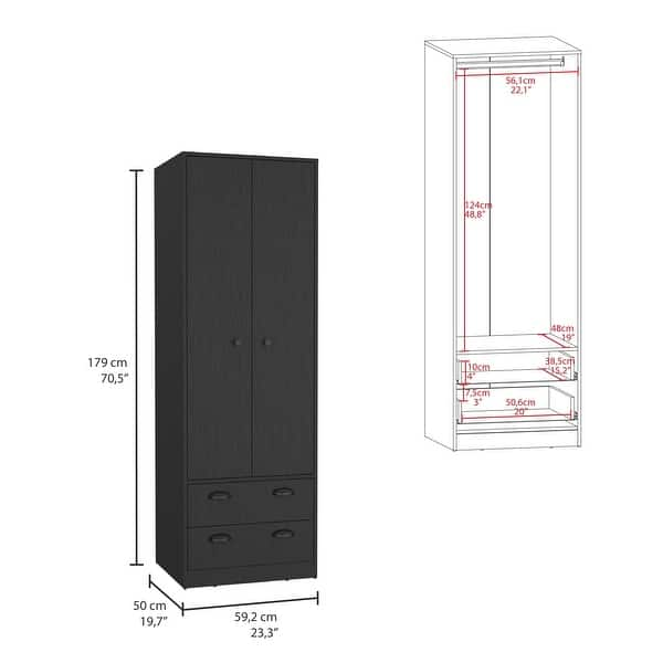 Armoire with Double Door and 2-Drawers -Black - Bed Bath & Beyond ...