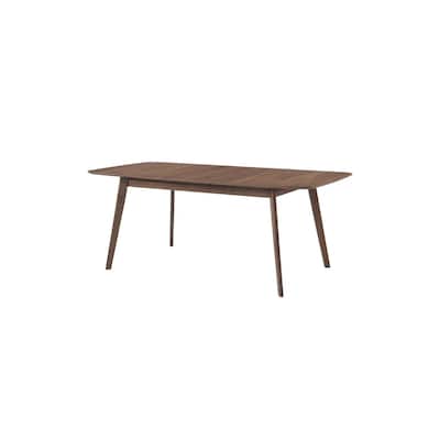 Rectangular Dining Table with Expandable Wood Top - Rounded Corner Walnut Brown Kitchen Table - 35.5