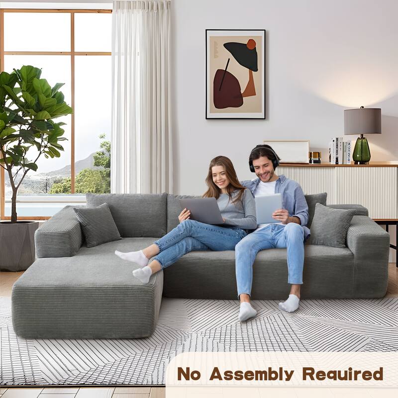 OVIOS Pit Stripes No Assembly Required Chaise Sofa