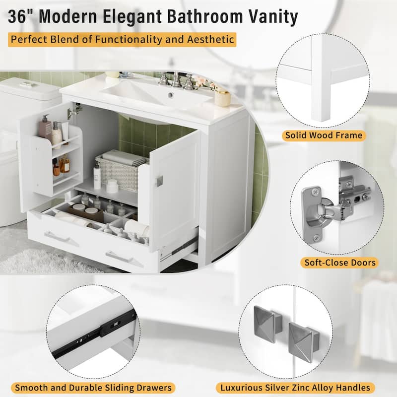36"Freestanding Bathroom Vanity with Ceramic Sink