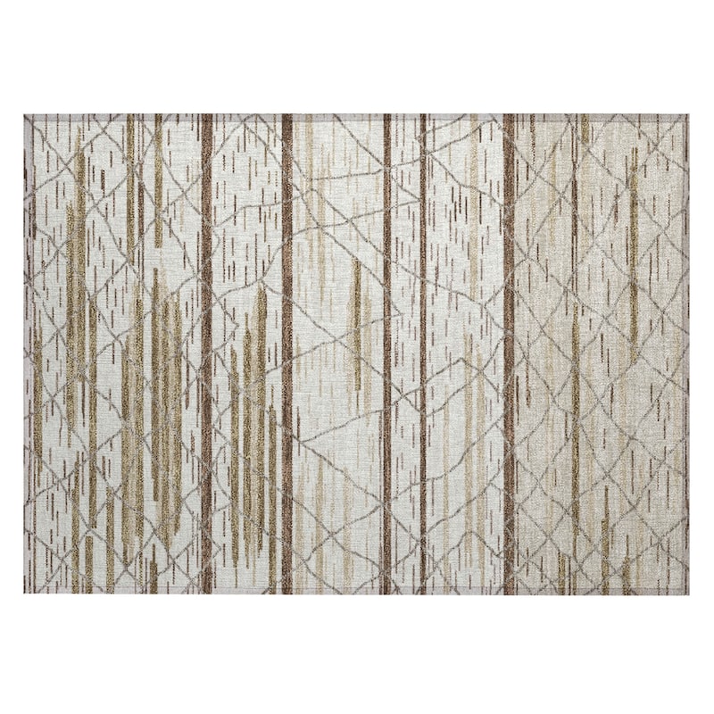 Machine Washable Indoor/ Outdoor Modern Global Chantille Rug