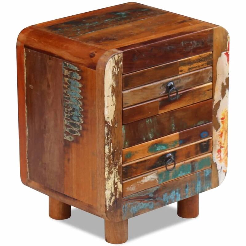 vidaXL Night Cabinet Solid Reclaimed Wood 16.9"x13"x20"