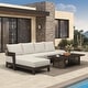 preview thumbnail 1 of 10, PURPLE LEAF Modern Aluminum Sectional Sofa with 7.87" Cushions for Yard Porch Deck Outdoor Conversation Sets 4-Seat w/ Table - L-Shaped-Right