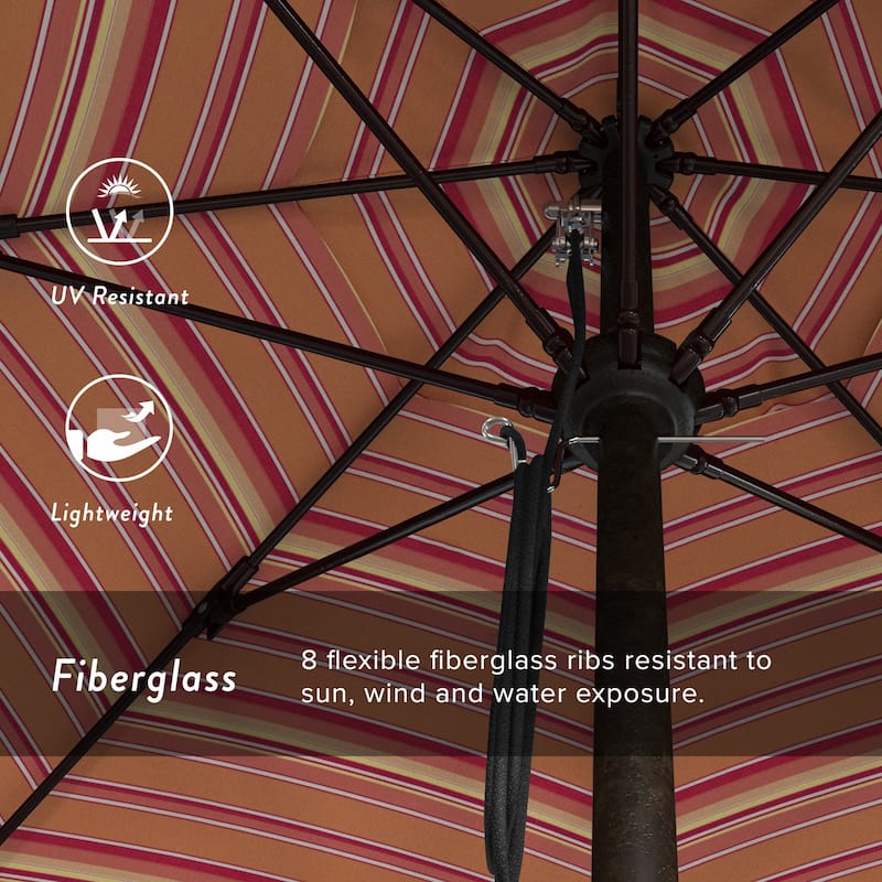 California Umbrella 11' Venture Series Patio Umbrella, Bronze Aluminum Pole Fiberglass Ribs Pulley Lift Sunbrella