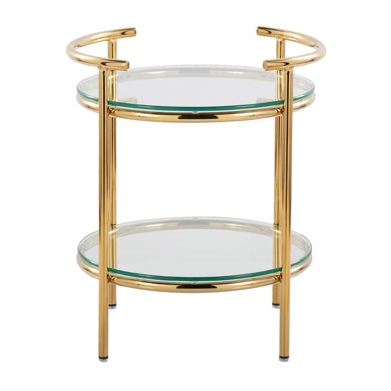 Silver Orchid Caines Tiered Side Table - Gold/Clear Glass