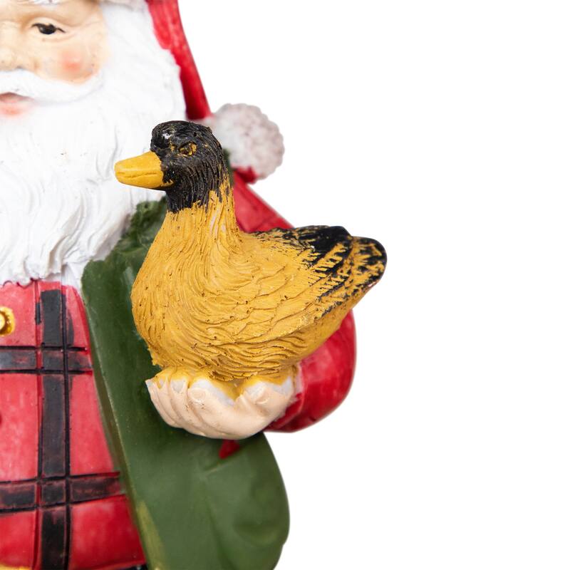 8.5" Hunter Santa with Duck Christmas Stocking Holder